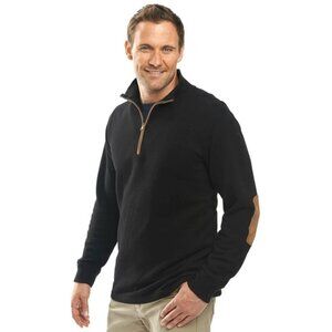 Woolrich Men's Boysen Half Zip Black with Elbow Patch Size Small